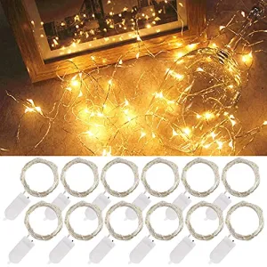 20 LED 6.5ft Fairy String Lights - Battery Operated - Waterproof - Warm White - 12 Pack