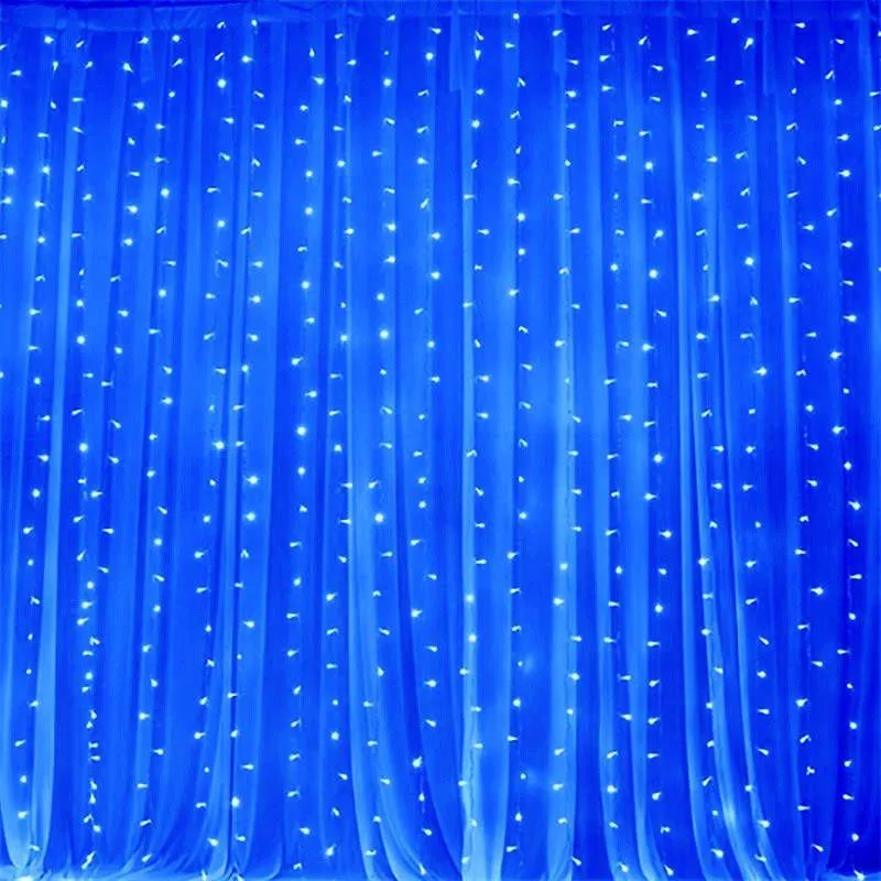 600 LED Lights BIG Wedding Party Photography Organza Curtain Backdrop - Blue - 20FT x 10FT