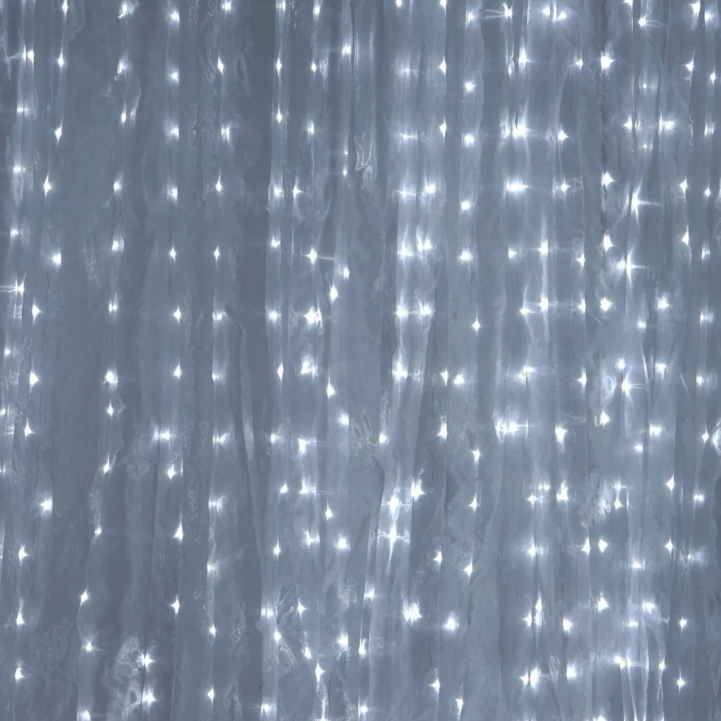 600 LED Lights BIG Wedding Party Photography Organza Curtain Backdrop - White - 20FT x 10FT