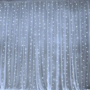 600 LED Lights BIG Wedding Party Photography Organza Curtain Backdrop - White - 20FT x 10FT