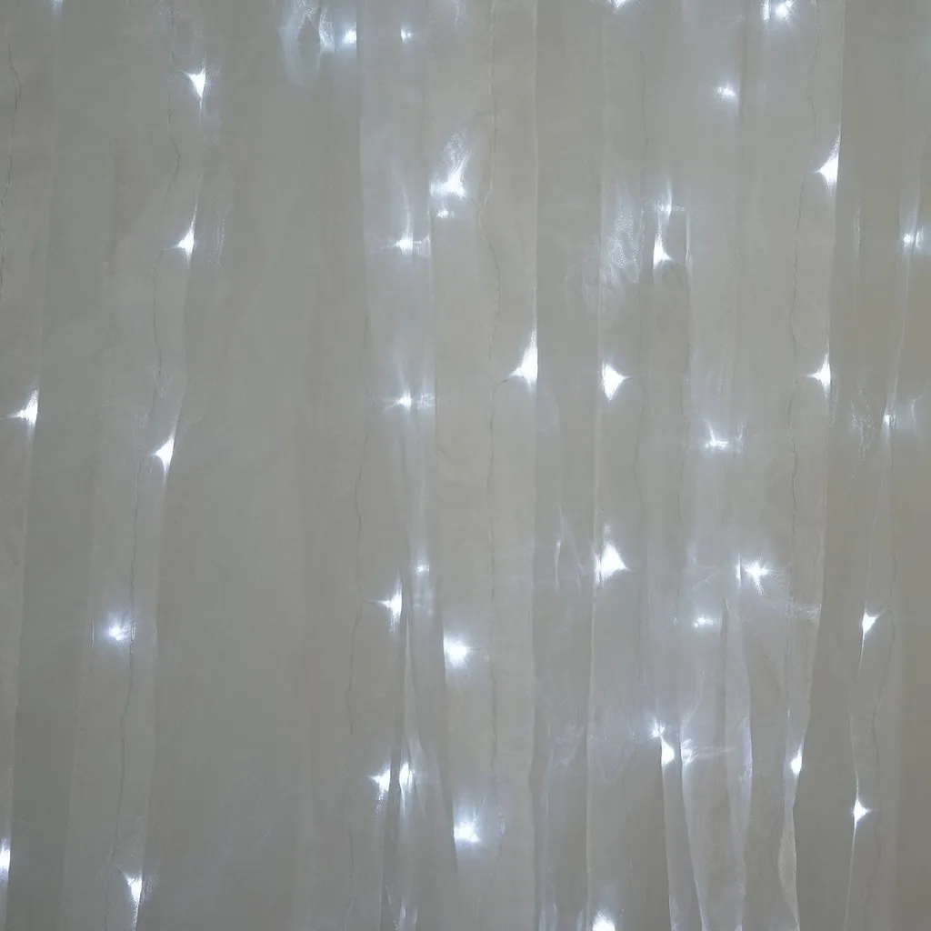 600 LED Lights BIG Wedding Party Photography Organza Curtain Backdrop - White - 20FT x 10FT