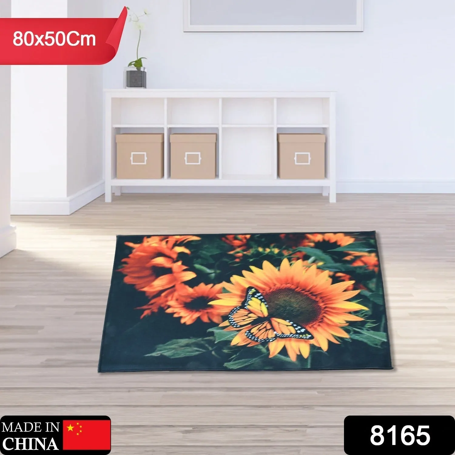 8165 Floor Mat, Bath Mat, Door Mat Floral Pattern, Jacquard, Washable, Non-Slip, Stylish, Floral Pattern, Print Rug Mat, Stylish, Quality, Abrasion Resistant, Soundproofing, Hot Carpet, All Seasons, For Kitchen, Bedroom, Living Room (80x50 Cm)