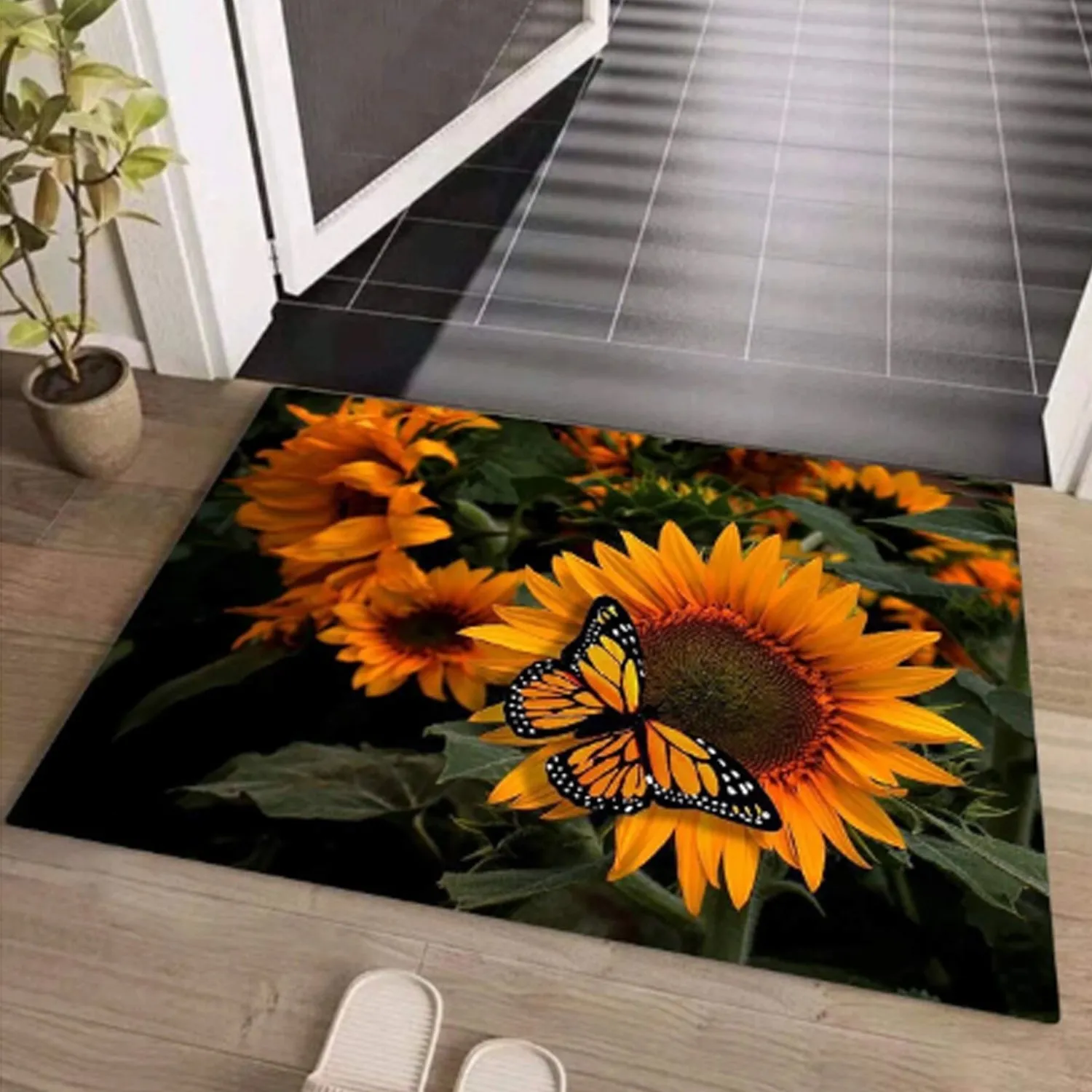 8165 Floor Mat, Bath Mat, Door Mat Floral Pattern, Jacquard, Washable, Non-Slip, Stylish, Floral Pattern, Print Rug Mat, Stylish, Quality, Abrasion Resistant, Soundproofing, Hot Carpet, All Seasons, For Kitchen, Bedroom, Living Room (80x50 Cm)