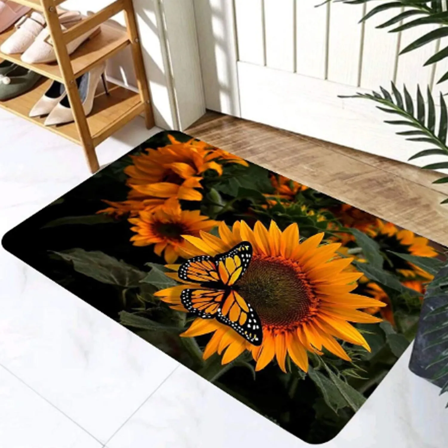 8165 Floor Mat, Bath Mat, Door Mat Floral Pattern, Jacquard, Washable, Non-Slip, Stylish, Floral Pattern, Print Rug Mat, Stylish, Quality, Abrasion Resistant, Soundproofing, Hot Carpet, All Seasons, For Kitchen, Bedroom, Living Room (80x50 Cm)