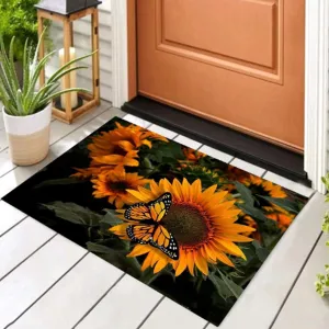 8165 Floor Mat, Bath Mat, Door Mat Floral Pattern, Jacquard, Washable, Non-Slip, Stylish, Floral Pattern, Print Rug Mat, Stylish, Quality, Abrasion Resistant, Soundproofing, Hot Carpet, All Seasons, For Kitchen, Bedroom, Living Room (80x50 Cm)