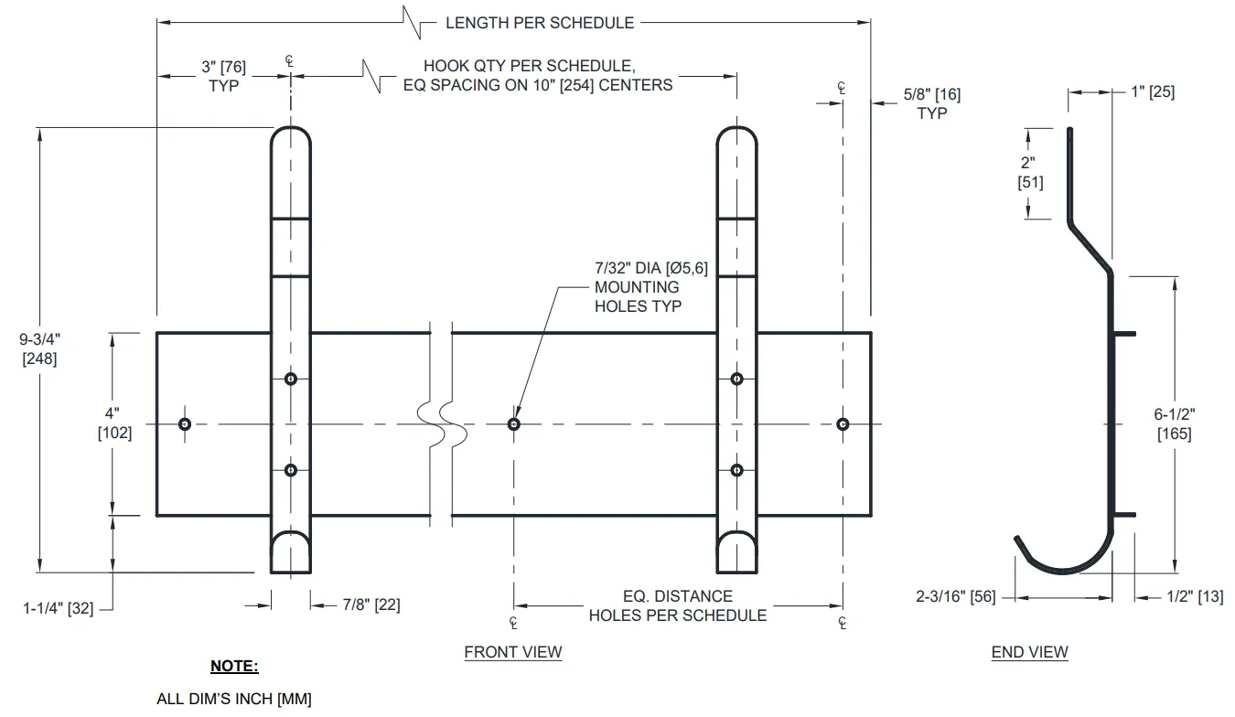 ASI 1307 Utility Hook Strip