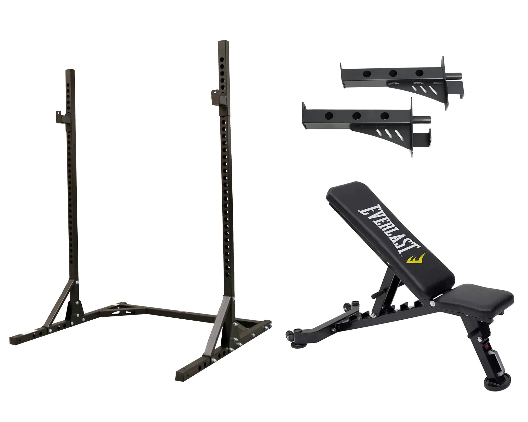 Body Iron Squat Stand Reinforced E2 Set   Everlast Incline Utility Bench