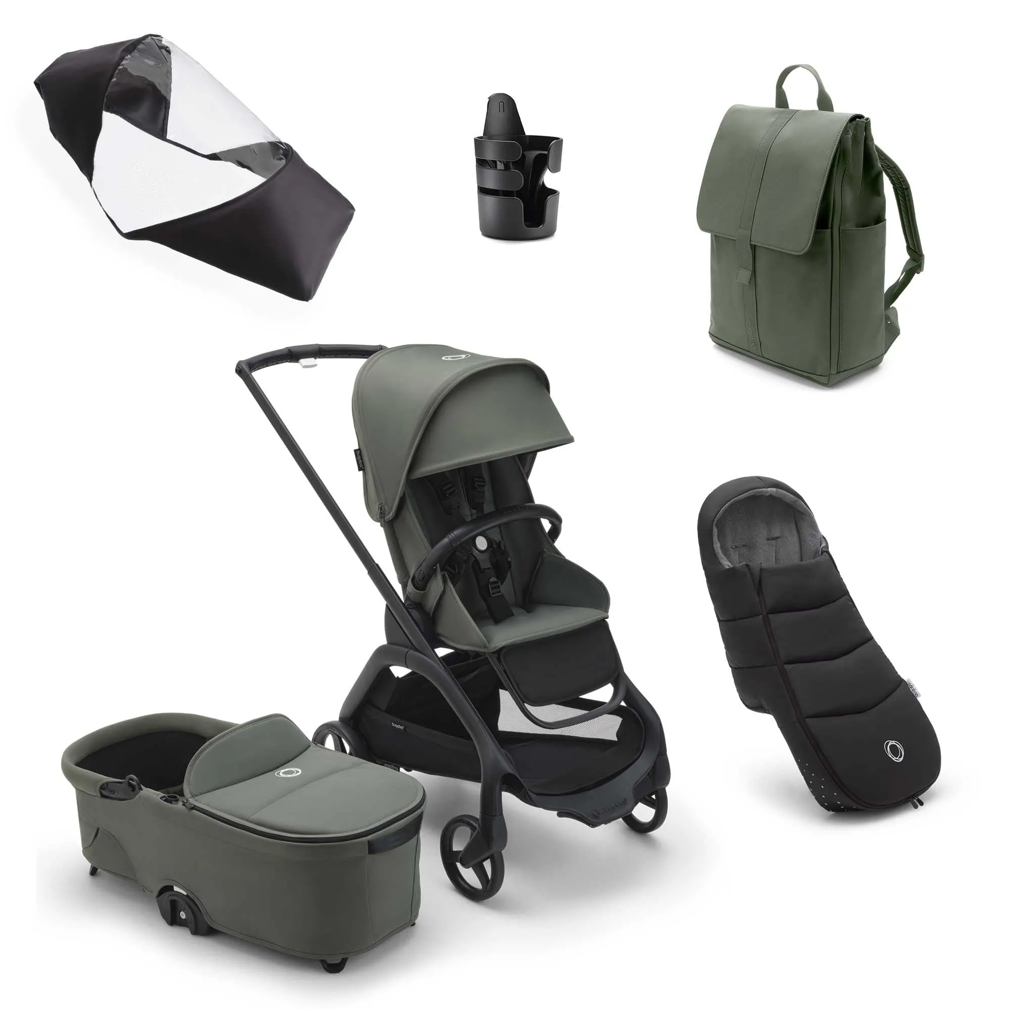 Bugaboo Dragonfly Essential Bundle - Black/Forest Green