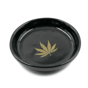 CERAMIC BOWL - WEED LEAF BLACK 10CM