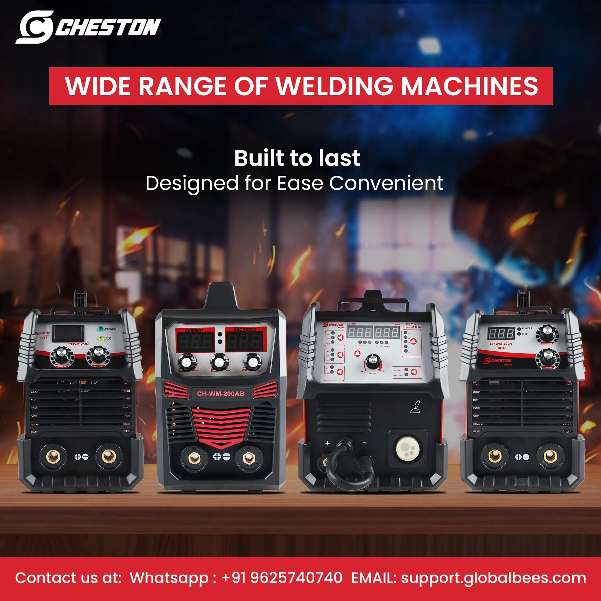 Cheston Ultra 200AB Inverter ARC Welding Machine (MMA) IGBT LED Display Hot Start Welder Tool with Welding Cables, Goggles, Welding Rods & Other Accessories with Current, Hot Start & Arc Regulator