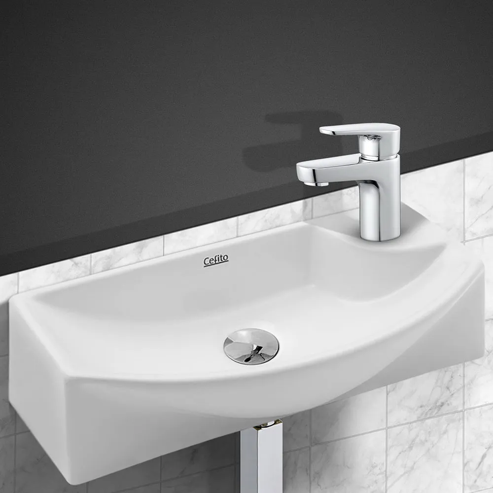 Compact Crystalline Ceramic Basin, Wall-Mounted Vanity Sink, Cefito