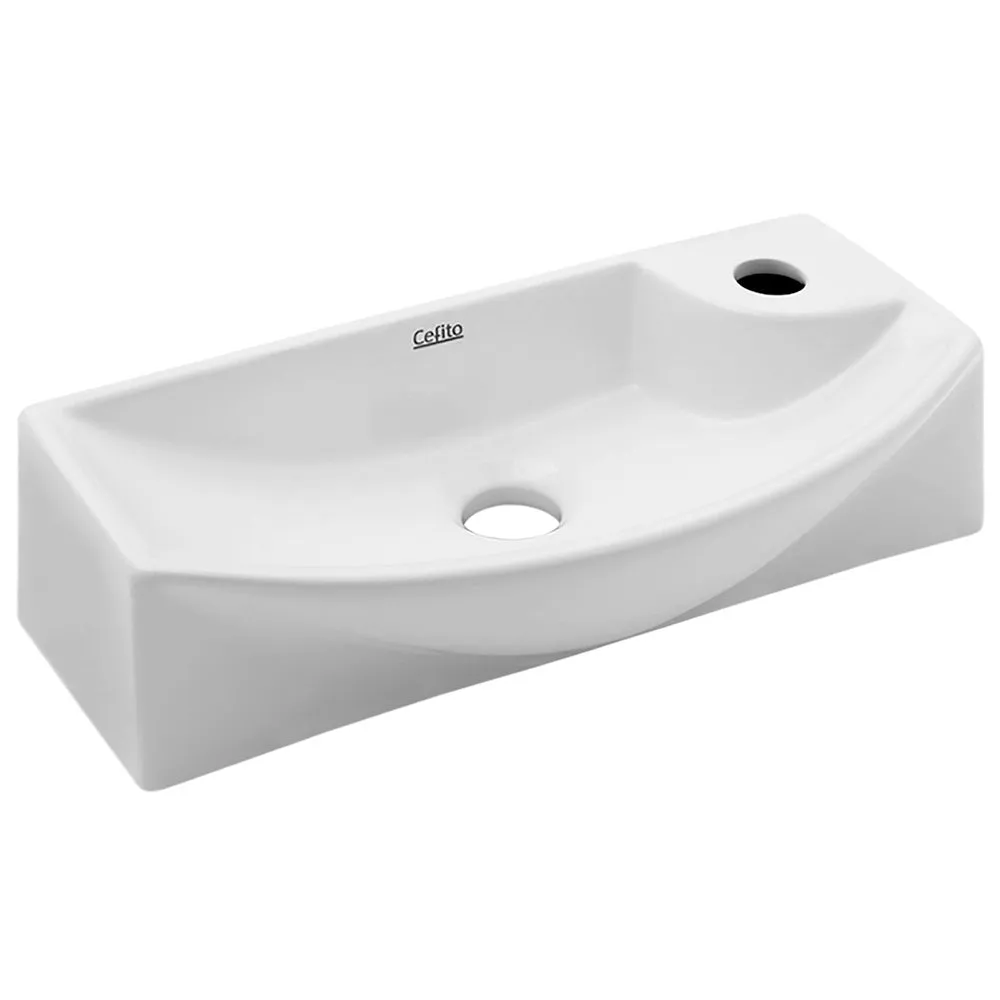 Compact Crystalline Ceramic Basin, Wall-Mounted Vanity Sink, Cefito