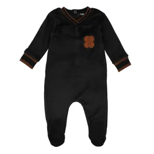 Copper Emblem And Trim Footie Black Velour