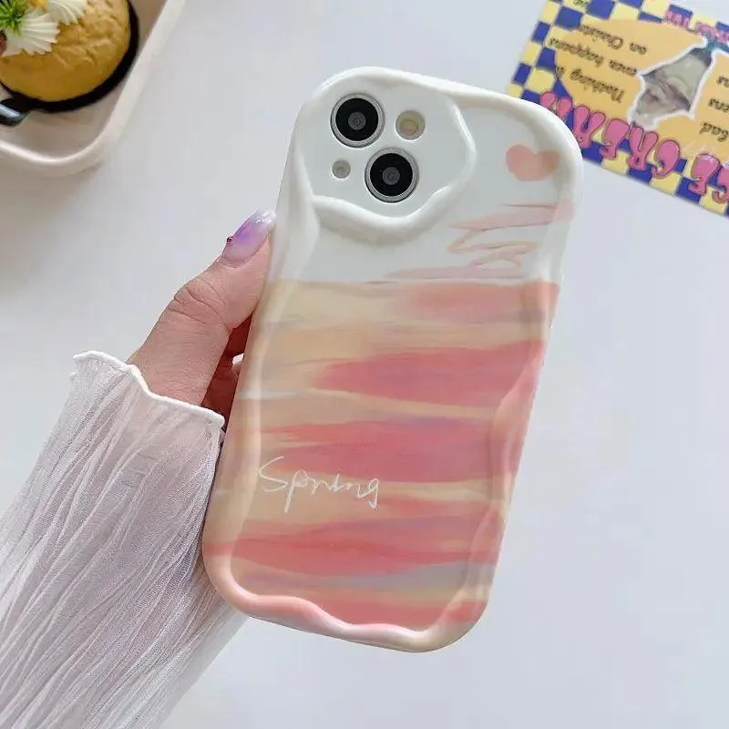 Cute Graffiti Soft Wave Phone Case for iPhone 11, 12, 13, 14, 15 Pro Max