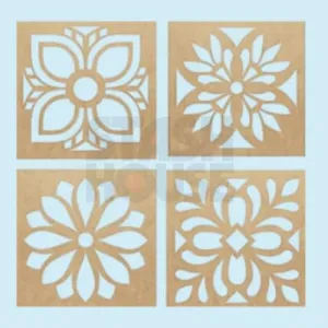 Diwali Special Rangoli 4x4 Inch Set of 4 – Premium Wood Stencils for Easy Festive Art