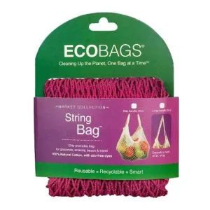 ECO-BAGS - Natural Cotton String Bag Tote Handle Cranberry - 10 Inches