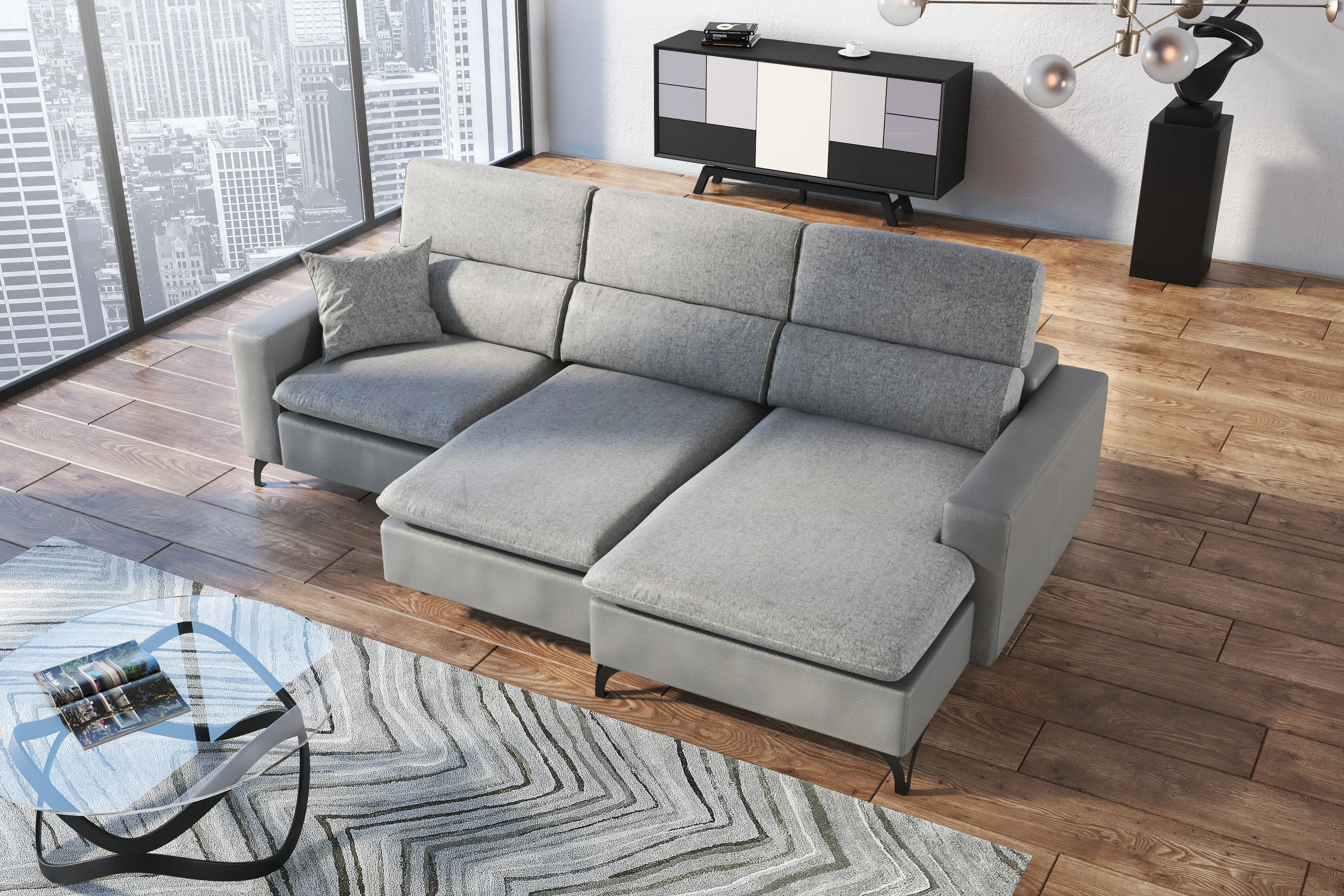 Gianna Grey Sectional Sofa