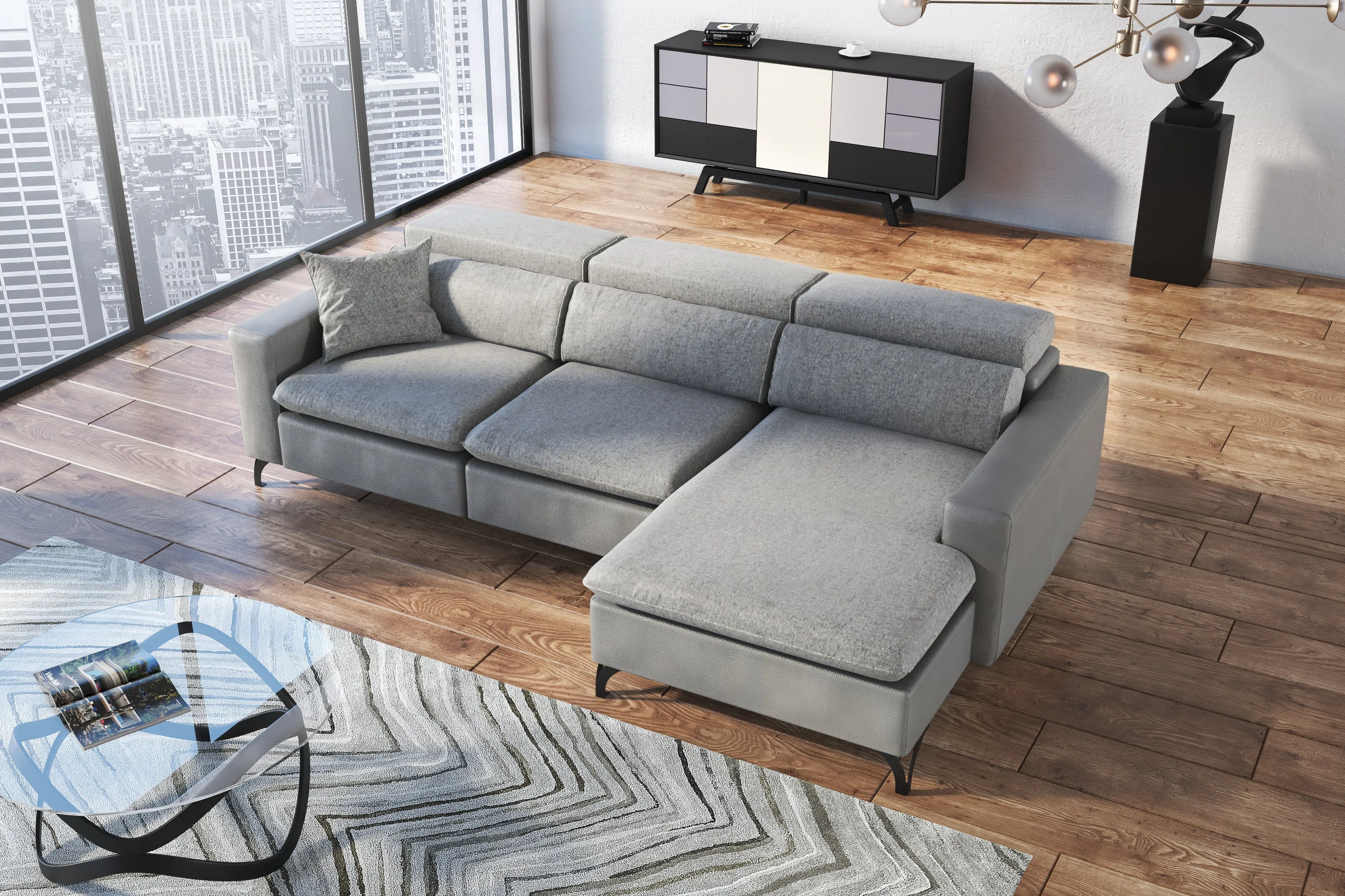 Gianna Grey Sectional Sofa