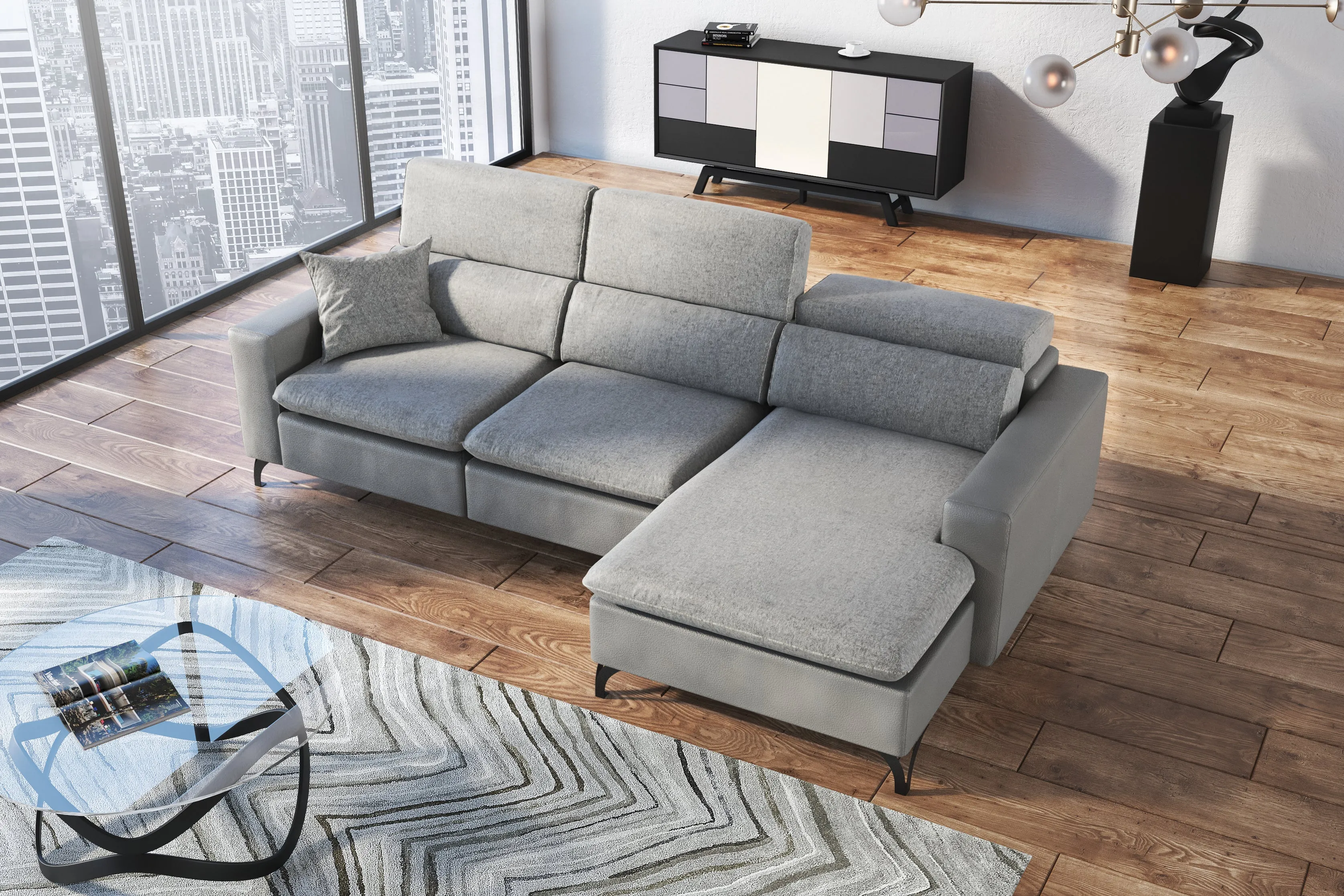 Gianna Grey Sectional Sofa