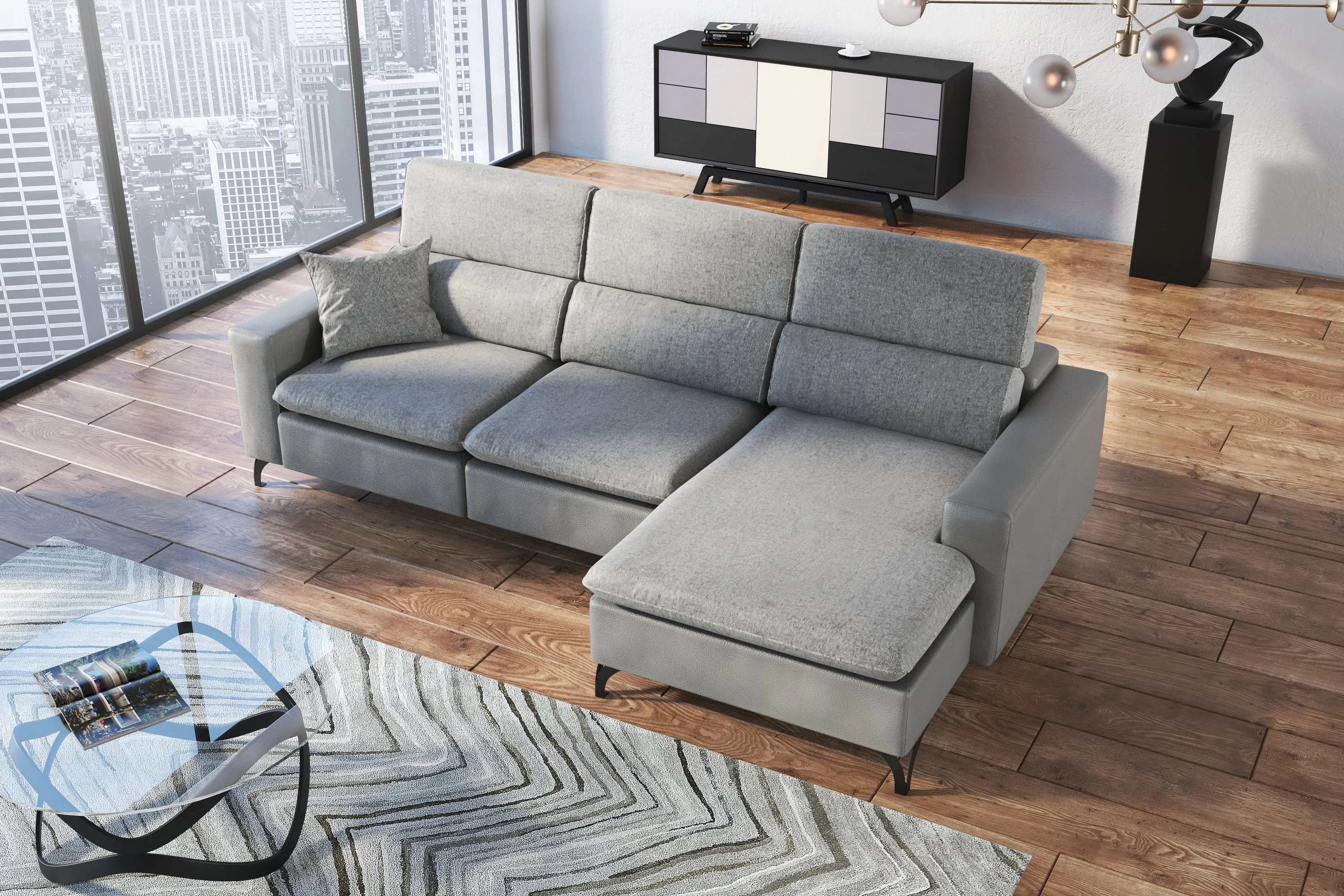 Gianna Grey Sectional Sofa