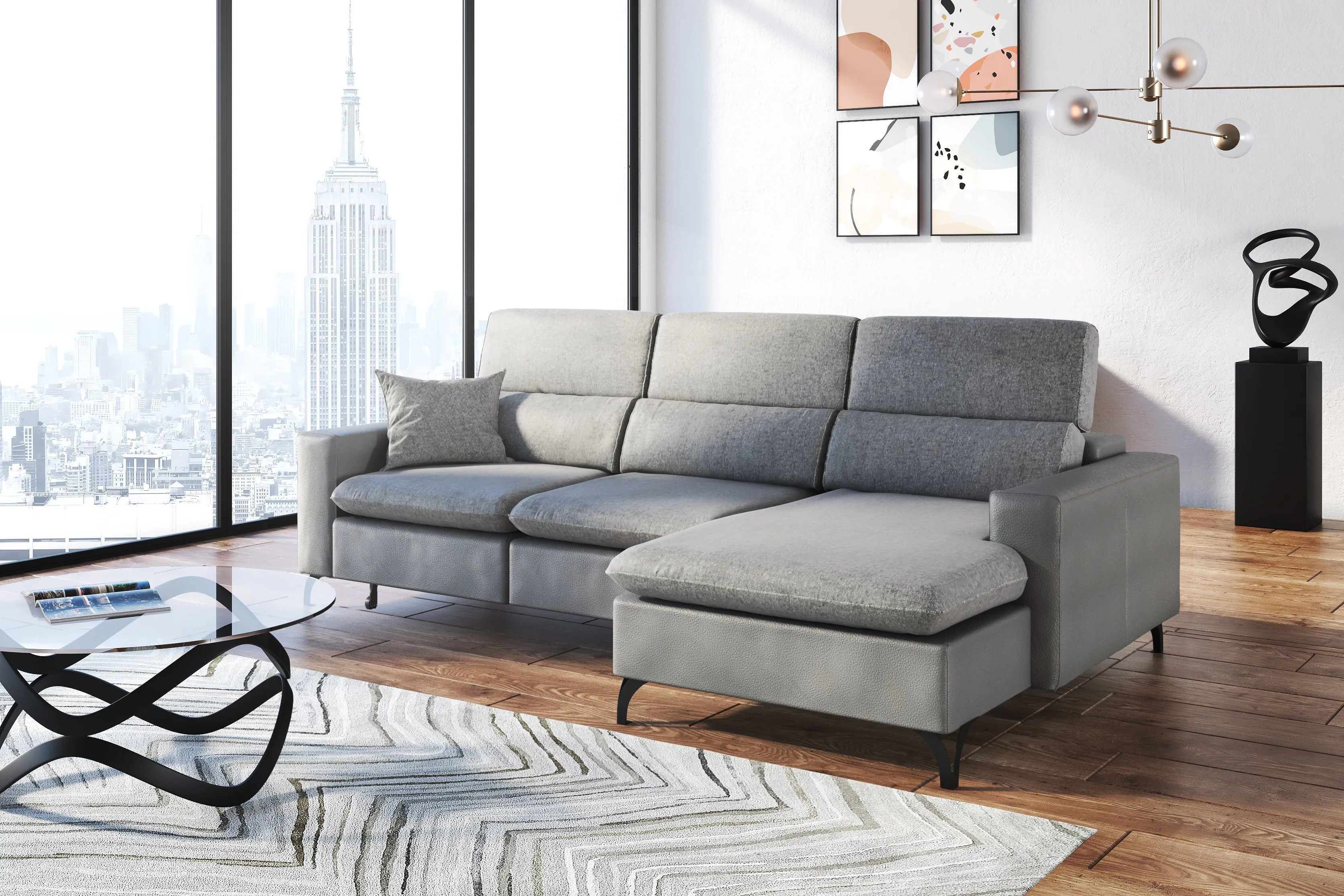 Gianna Grey Sectional Sofa