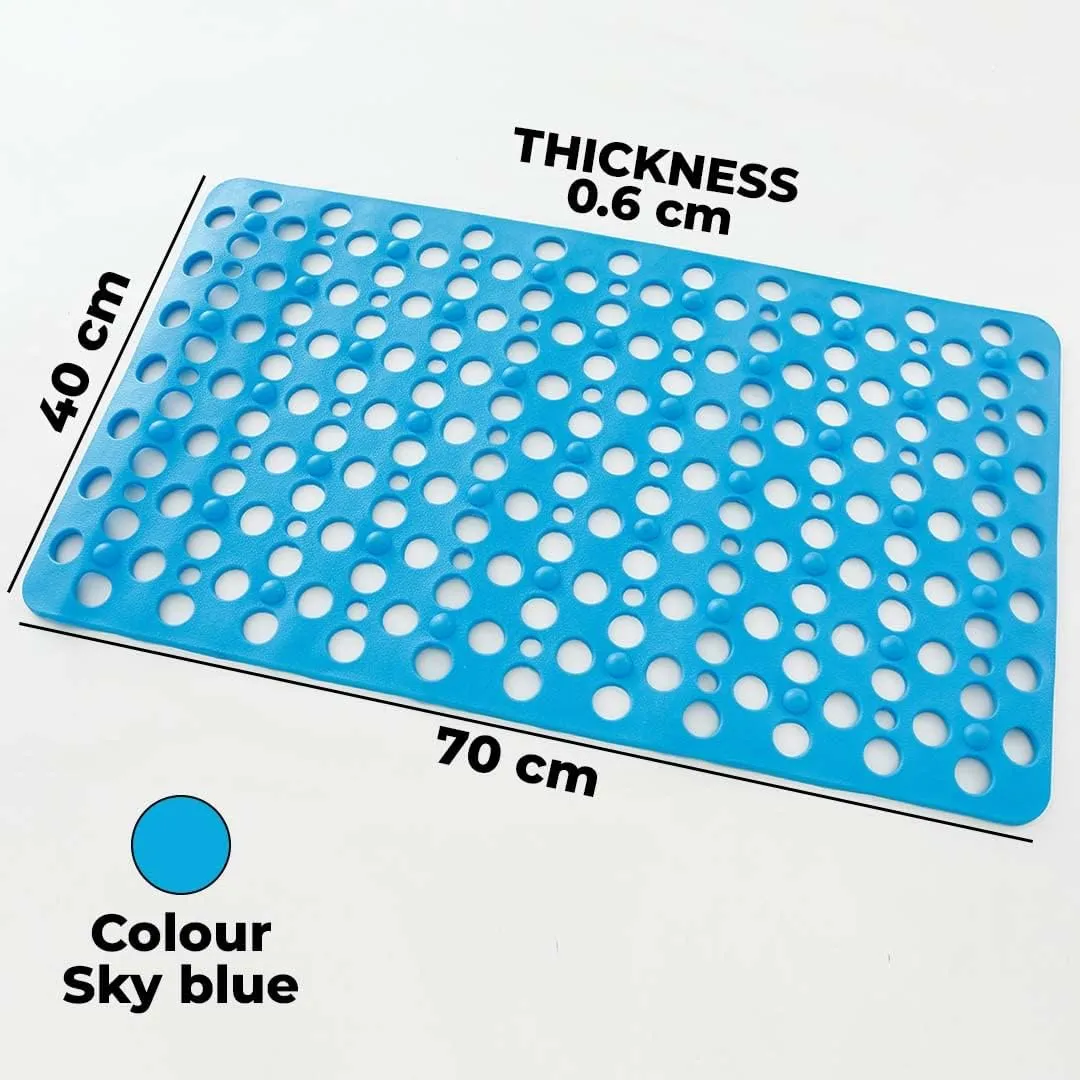 Homestic Bathroom Mat|Anti Slip Mat for Bathroom Floor|Durable,Wear Resistant & Easy to Maintain|Foot Massager Door Mat with Water Drainage Holes|HY-03|40 x 70 cm,Sky Blue