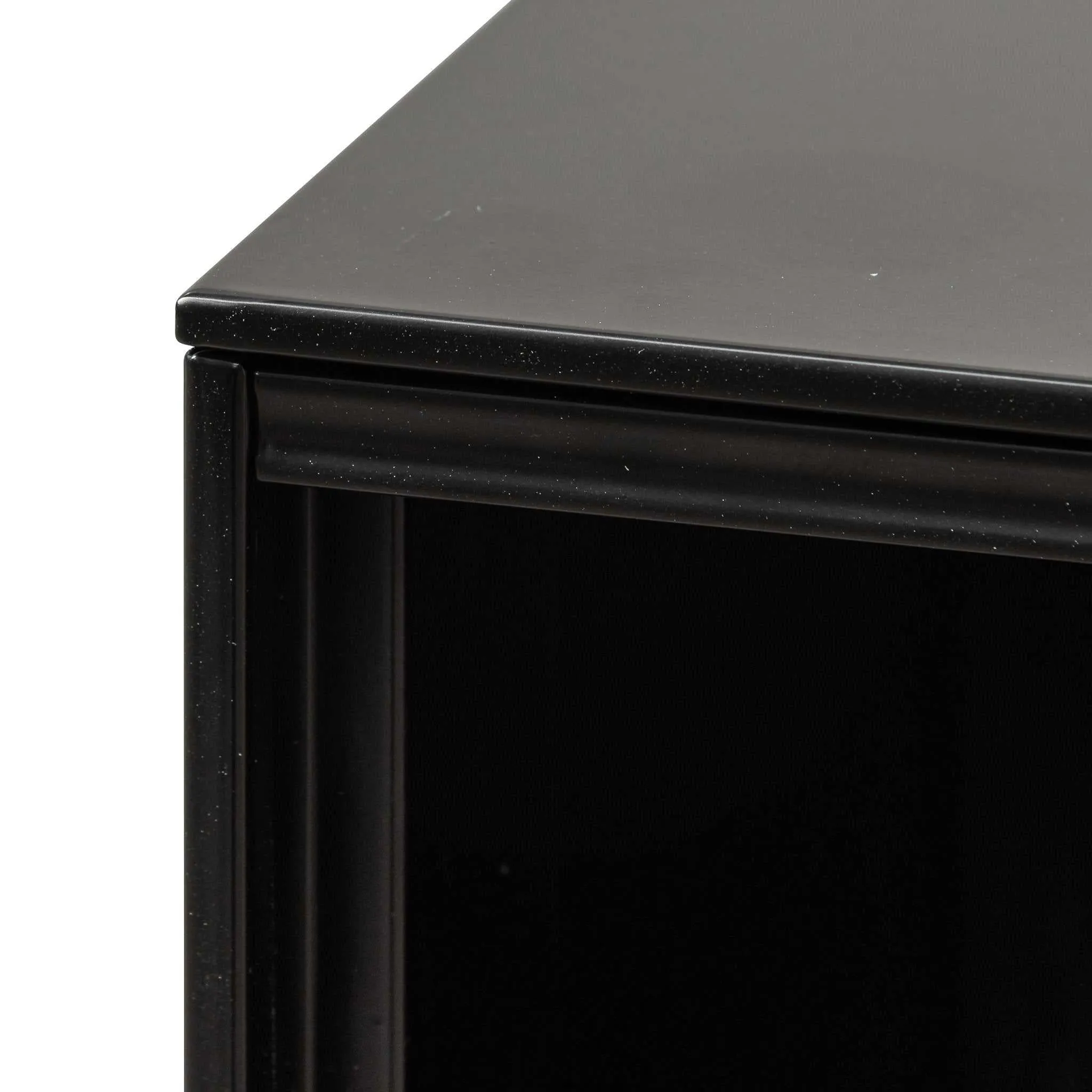 Inter-layered Black Storage Cabinet - Grey Doors