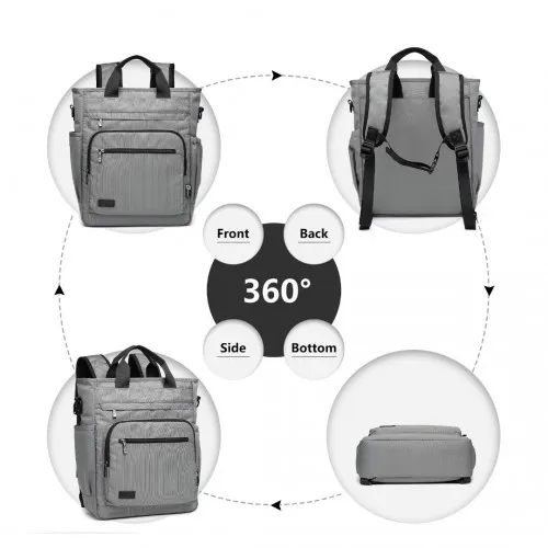 Kono Durable Waterproof Multi Men’s Backpack & Shoulder Bag - Grey | EM2137