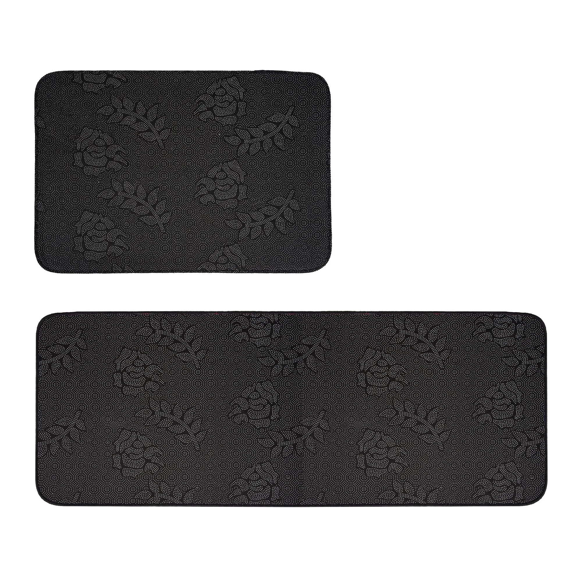 Kuber Industries 2 Pcs Kitchen Mat | Anti-Slip & Absorbent Kitchen Rug Mat | Door Mat & Kitchen Runner Set | Non Woven Floor Mat for Home, Kitchen, Living Room | HY096 | Green & Gray