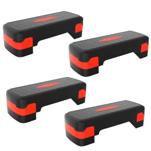 Kuber Industries Adjustable Aerobic Stepper For Gym, Yoga, Home-Pack of 4 (Black & Red)