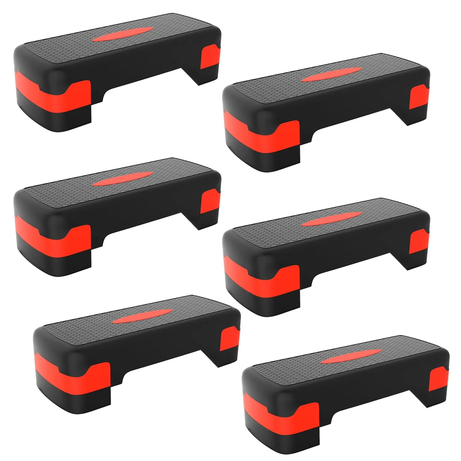 Kuber Industries Adjustable Aerobic Stepper For Gym, Yoga, Home-Pack of 6 (Black & Red)