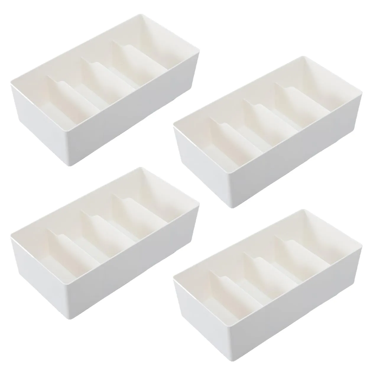 Kuber Industries Cloth Storage Box 4 GridDrawer Divider|Wardrobe Organizer For clothes-Pack of 4 (White)