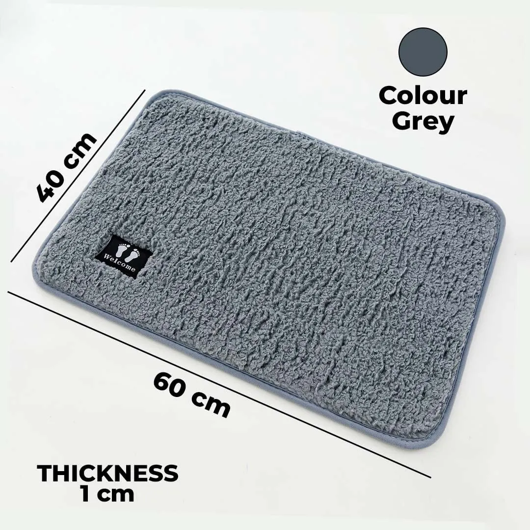 Kuber Industries Floor |Stylish Door Mat|Durable & Easy to Maintain|Multi-Utility Floor for Living Room,Bedroom,Bathroom,Kitchen,Entrances|40 x 60 cm,Grey, Pack of 3