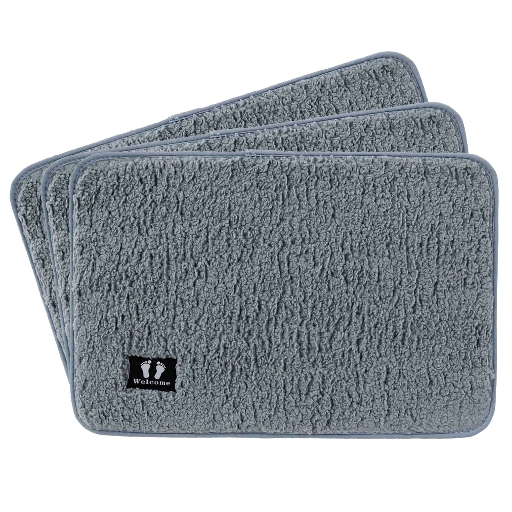 Kuber Industries Floor |Stylish Door Mat|Durable & Easy to Maintain|Multi-Utility Floor for Living Room,Bedroom,Bathroom,Kitchen,Entrances|40 x 60 cm,Grey, Pack of 3