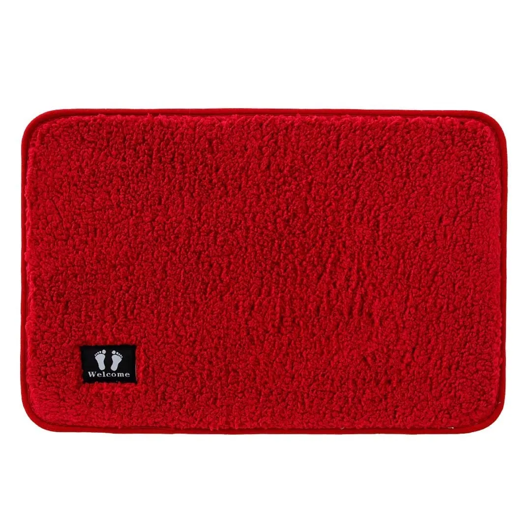 Kuber Industries Floor |Stylish Door Mat|Durable & Easy to Maintain|Multi-Utility Floor for Living Room,Bedroom,Bathroom,Kitchen,Entrances|40 x 60 cm,Red, Pack of 3