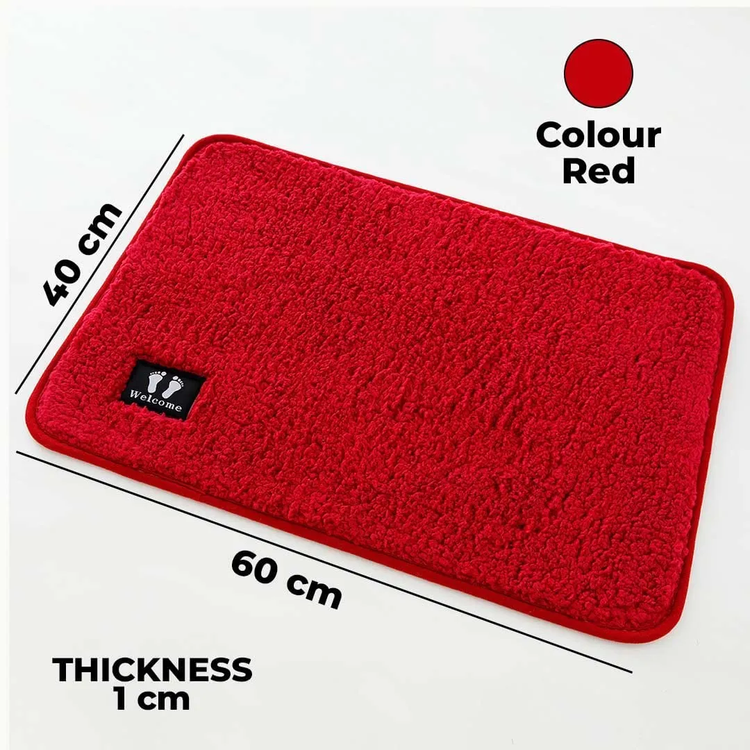 Kuber Industries Floor |Stylish Door Mat|Durable & Easy to Maintain|Multi-Utility Floor for Living Room,Bedroom,Bathroom,Kitchen,Entrances|40 x 60 cm,Red, Pack of 3