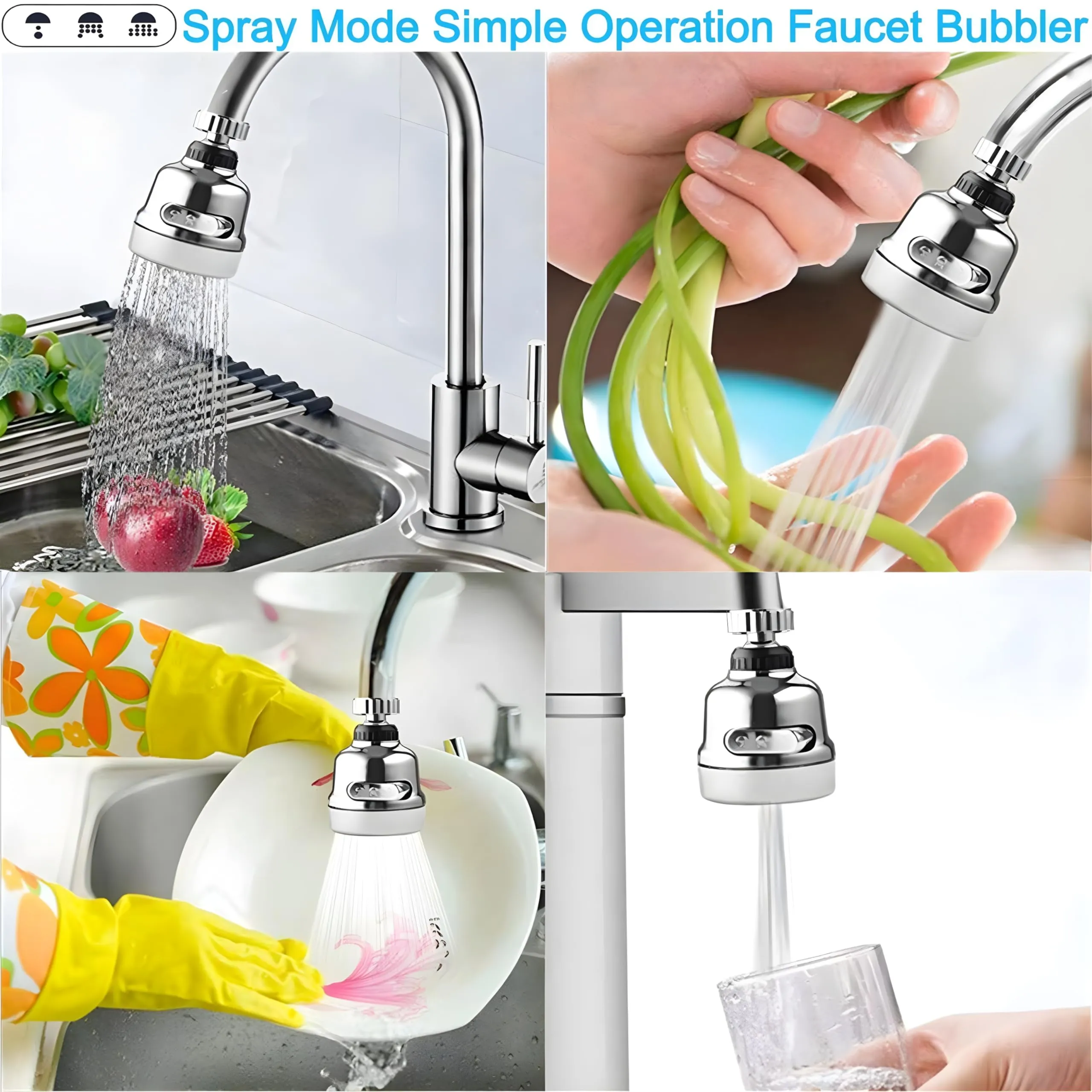 Kuber Industries Kitchen Faucet | 360 Degree Rotation Swivel Faucet | Adjustable Faucet Extension Tube | Faucet Water Saving for Sink Taps | JN-004 | Silver