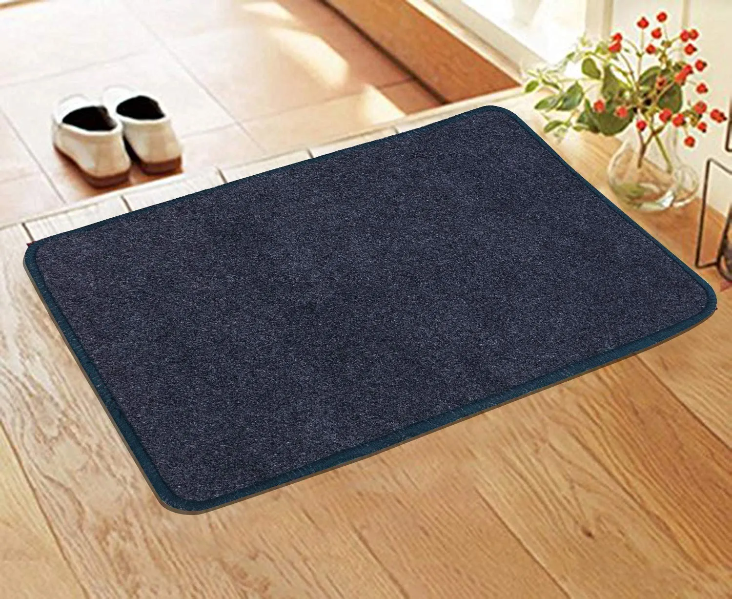 Kuber Industries Microfiber Anti Slip 4 Pieces Door Mat 22"x14", Grey & Blue & Red & Brown - CTKTC039912