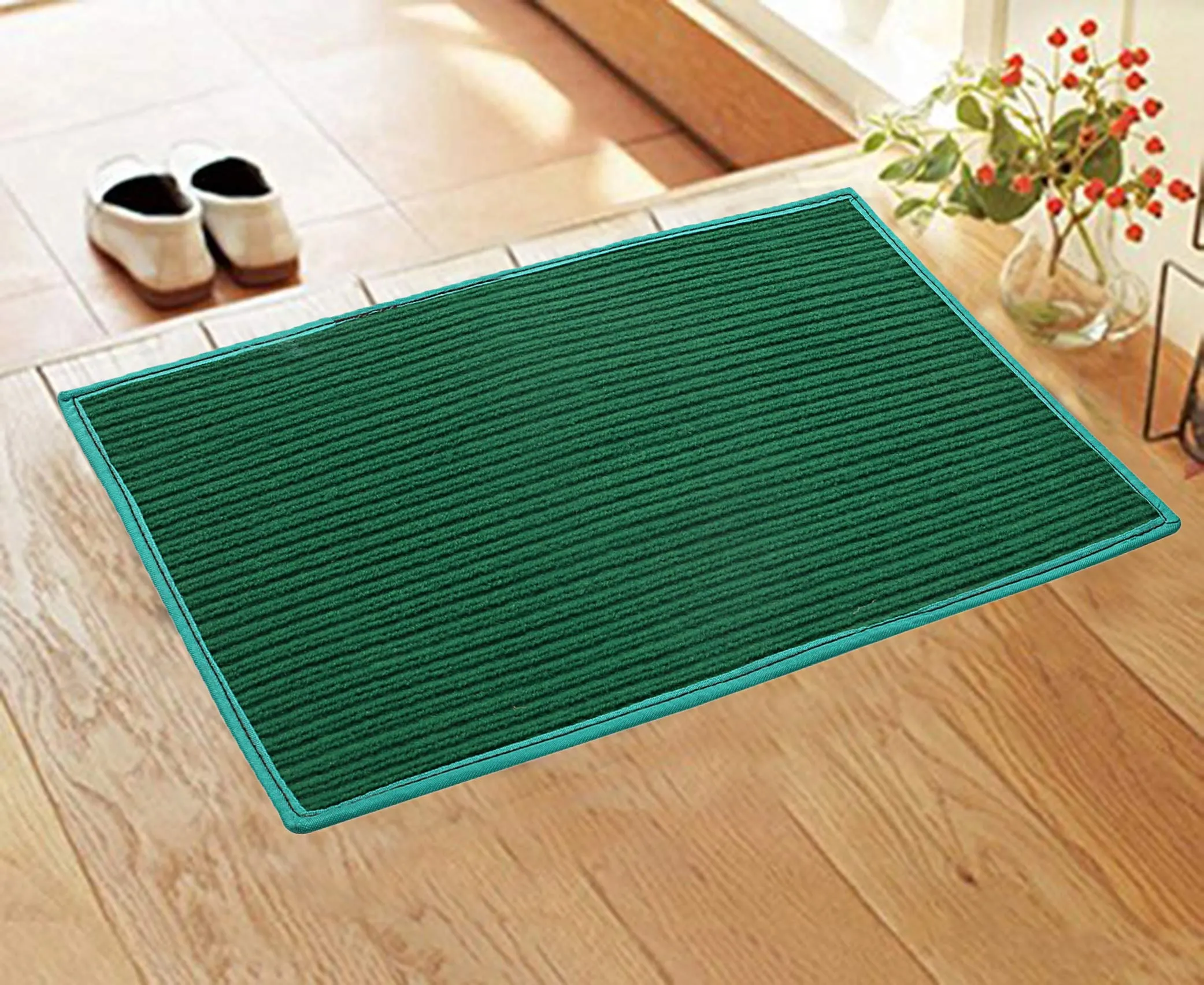 Kuber Industries Microfiber Anti Slip Door Mat 14"x21"(Green) -CTKTC29244