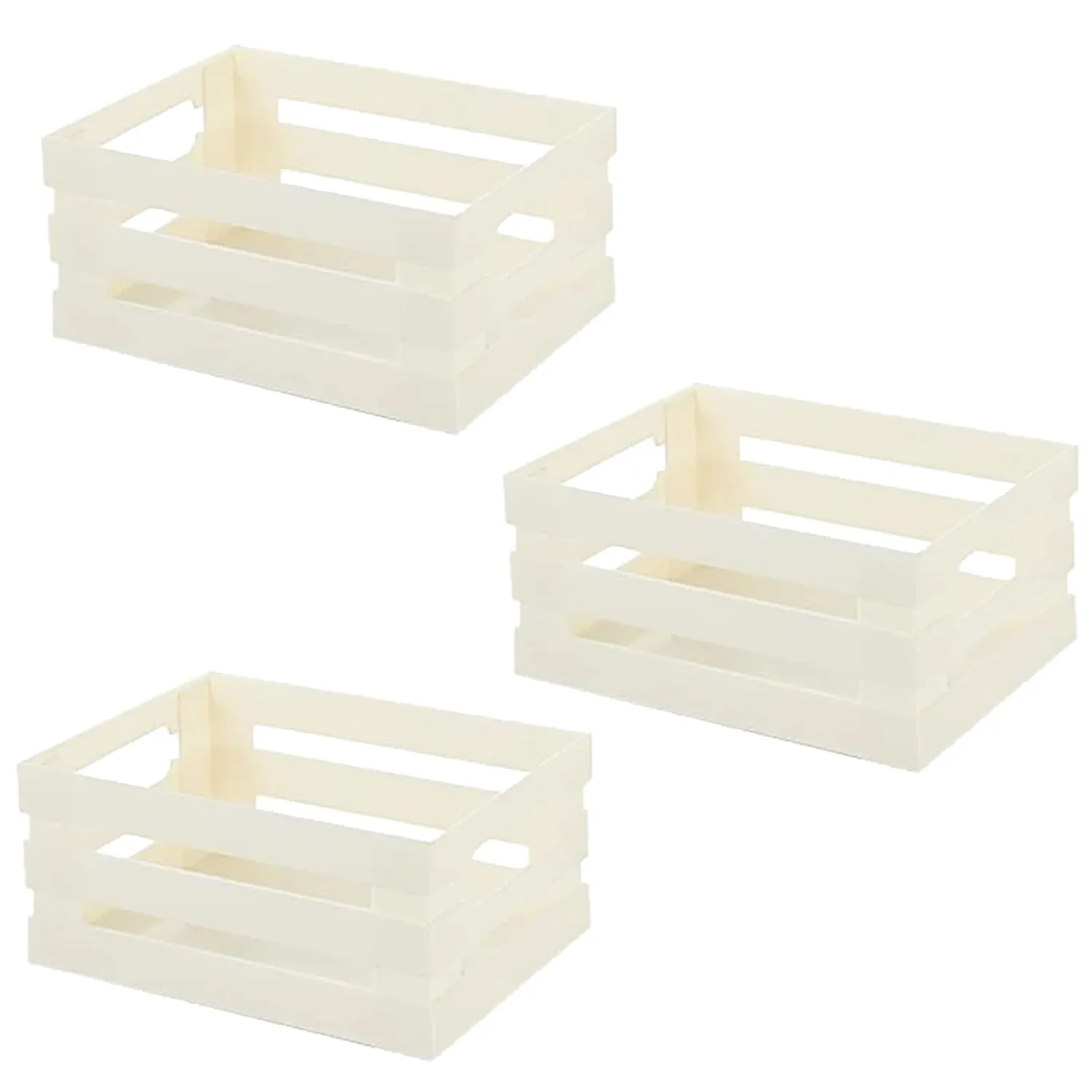 Kuber Industries Multipurpose Portable Large Storage Basket|Box For Storage Without Lid-Pack of 3 (Beige)