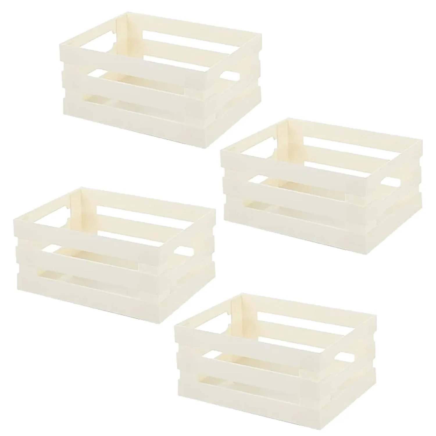 Kuber Industries Multipurpose Portable Large Storage Basket|Box For Storage Without Lid-Pack of 4 (Beige)