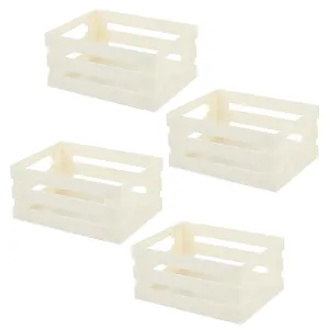 Kuber Industries Multipurpose Portable Large Storage Basket|Box For Storage Without Lid-Pack of 4 (Beige)