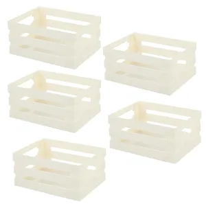 Kuber Industries Multipurpose Portable Medium Storage Basket|Box For Storage Without Lid-Pack of 5 (Beige)