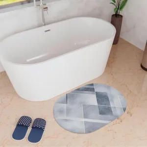 Kuber Industries Oval Bathmat | Soft Anti Skid Door Mat | Non Woven Floor Mat for Home | Non-Slip Mat for Shower-Bathtub | HY059 | Gray