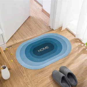 Kuber Industries Oval Bathmat | Soft Anti Skid Door Mat | Non Woven Floor Mat for Home | Non-Slip Mat for Shower-Bathtub | HY081 | Blue