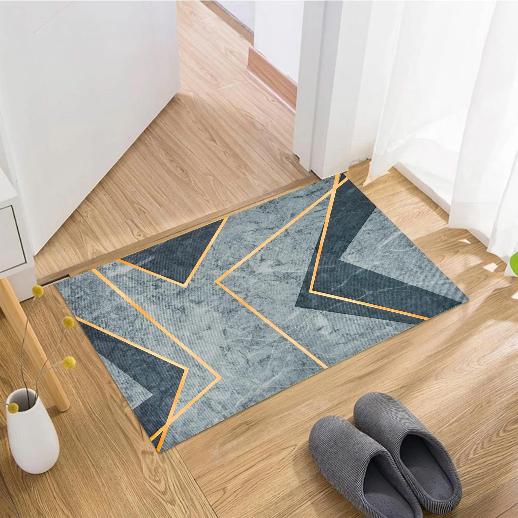 Kuber Industries Rectangular Bathmat | Soft Anti Skid Door Mat | Non Woven Floor Mat for Home | Non-Slip Mat for Shower-Bathtub | HY065 | Dark Gray