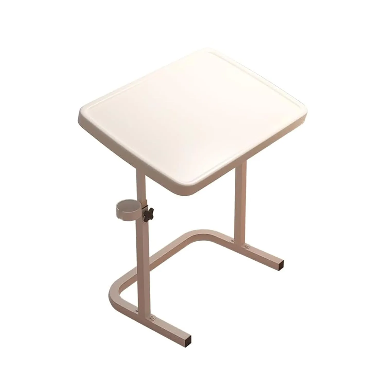 Kuber Industries Space-Saving Wooden Foldable Table with Tablemate Finish with Wheels | Portable & Manual Height Adjustable Laptop Tables for Work from Home & Office | 120855WTE-Off White