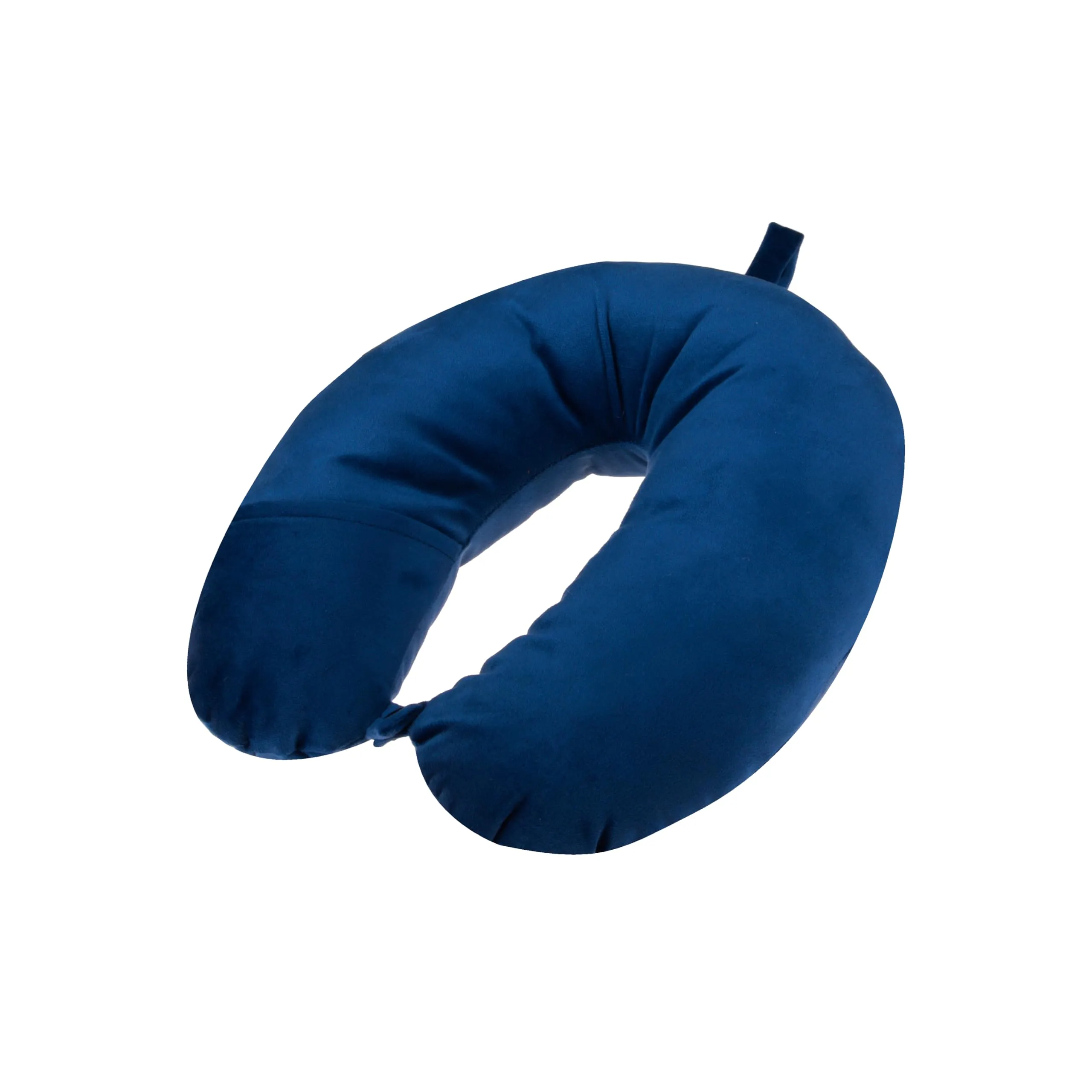 Kuber Industries Travel Neck Pillow|Neck Support Rest Pillow|Velvet Cover with Microfiber Fillling (Blue)