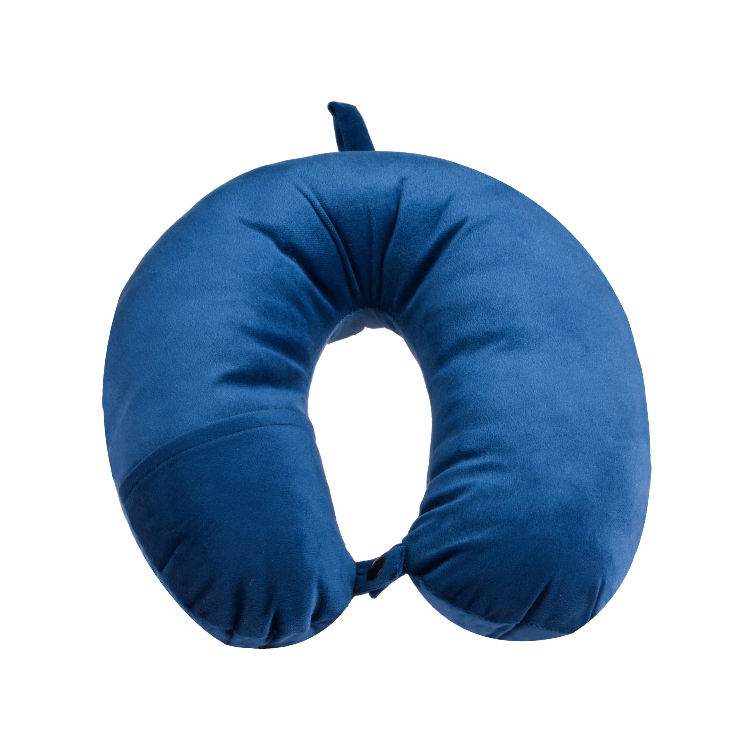 Kuber Industries Travel Neck Pillow|Neck Support Rest Pillow|Velvet Cover with Microfiber Fillling (Blue)