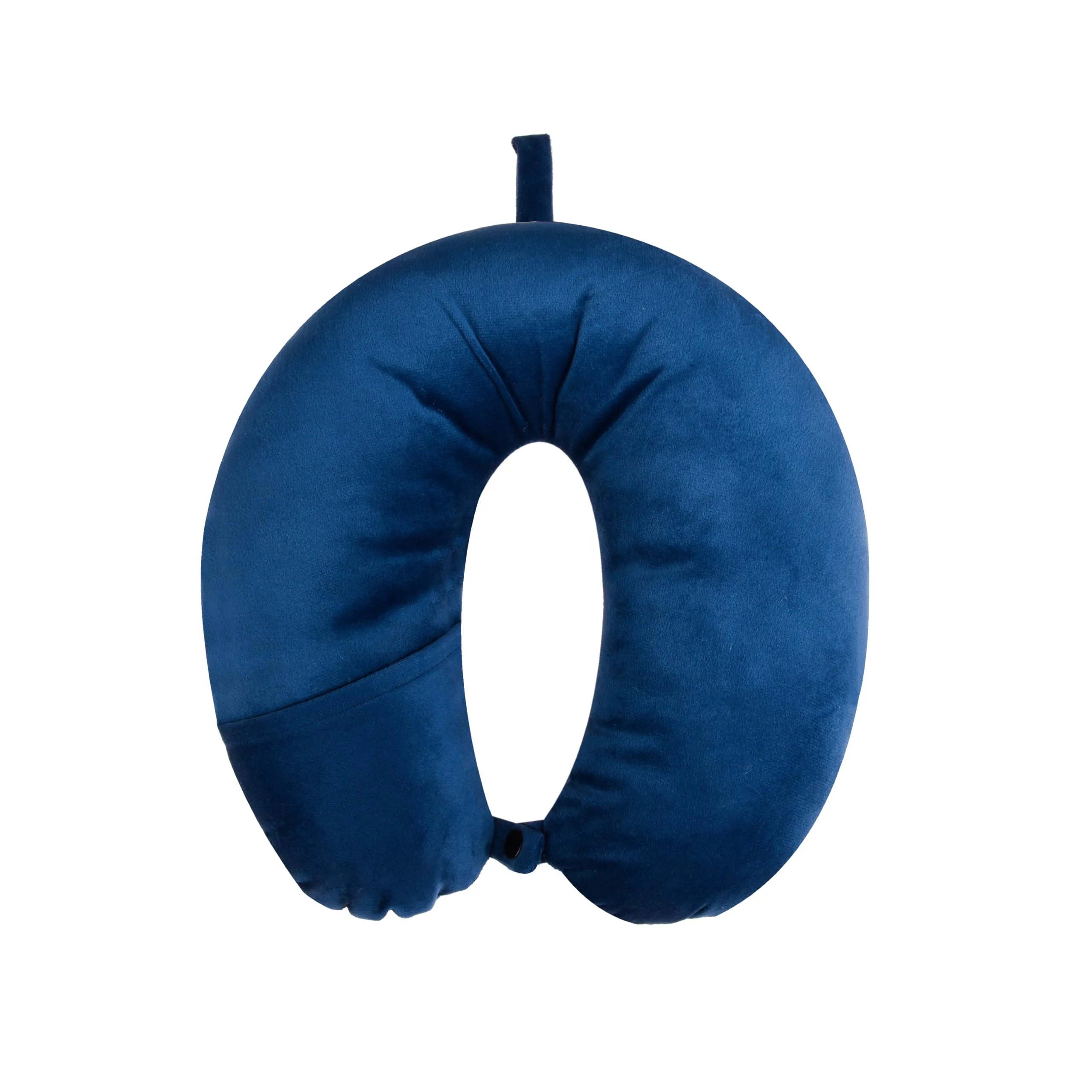 Kuber Industries Travel Neck Pillow|Neck Support Rest Pillow|Velvet Cover with Microfiber Fillling (Blue)